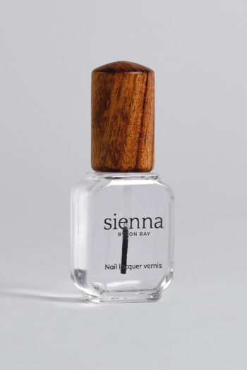 base coat nail polish bottle with timber cap by sienna